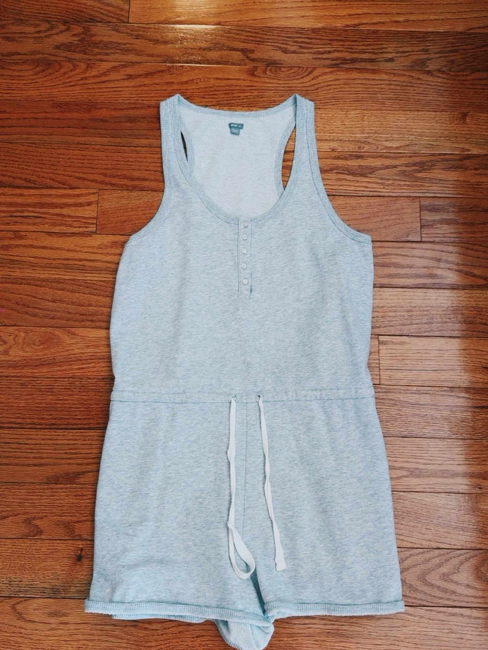 aerie Light Heather Gray Racerback Romper with Drawstring